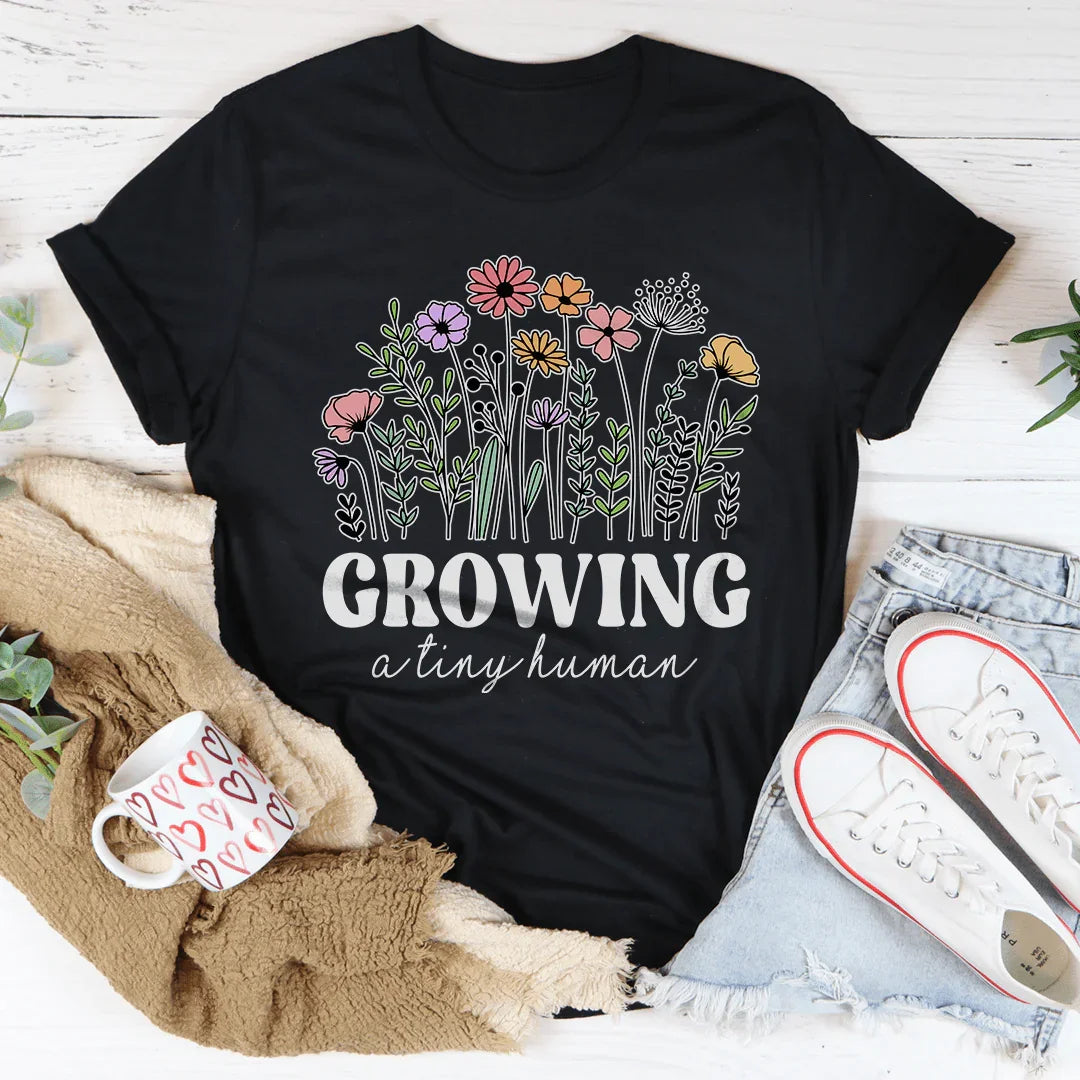 Growing A Tiny Human Tee Black Heather / S Peachy Sunday T-Shirt