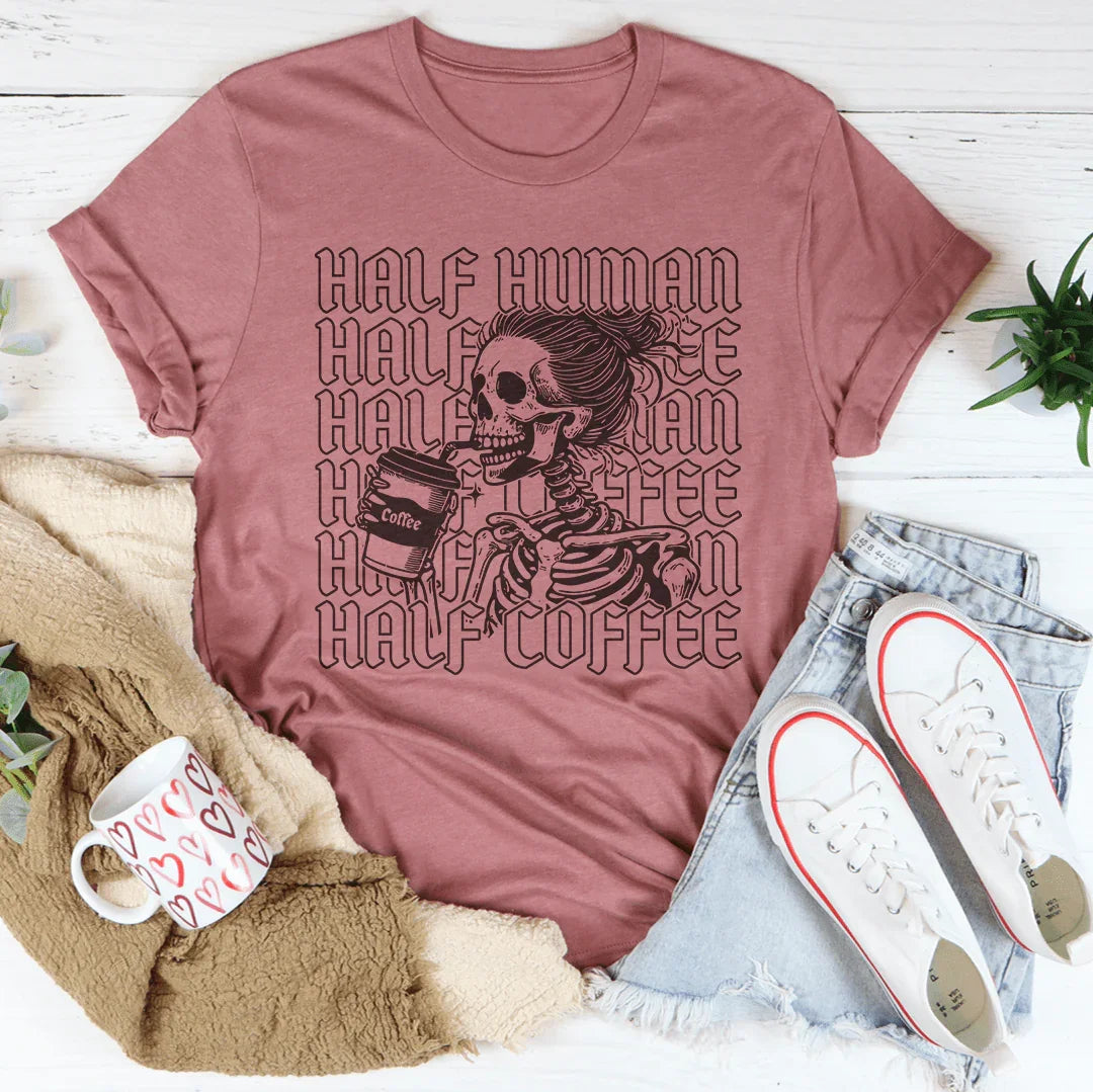 Half Human Half Coffee Tee Mauve / S Peachy Sunday T-Shirt
