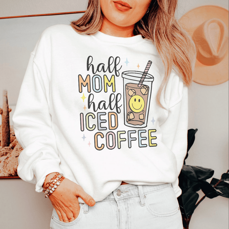Half Mom Half Iced Coffee Sweatshirt White / S Peachy Sunday T-Shirt