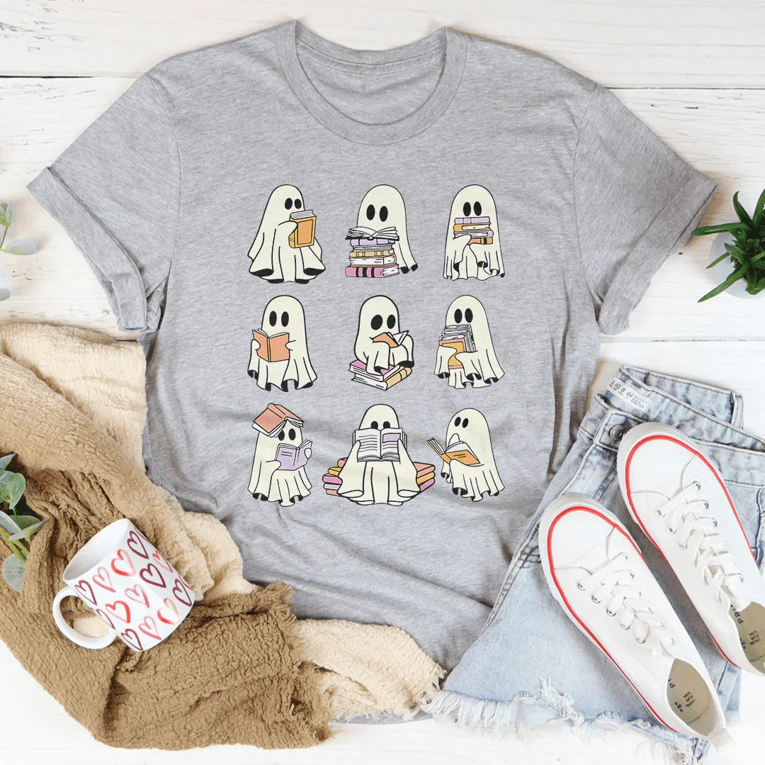Halloween Ghost Book Lover Tee Athletic Heather / S Peachy Sunday T-Shirt