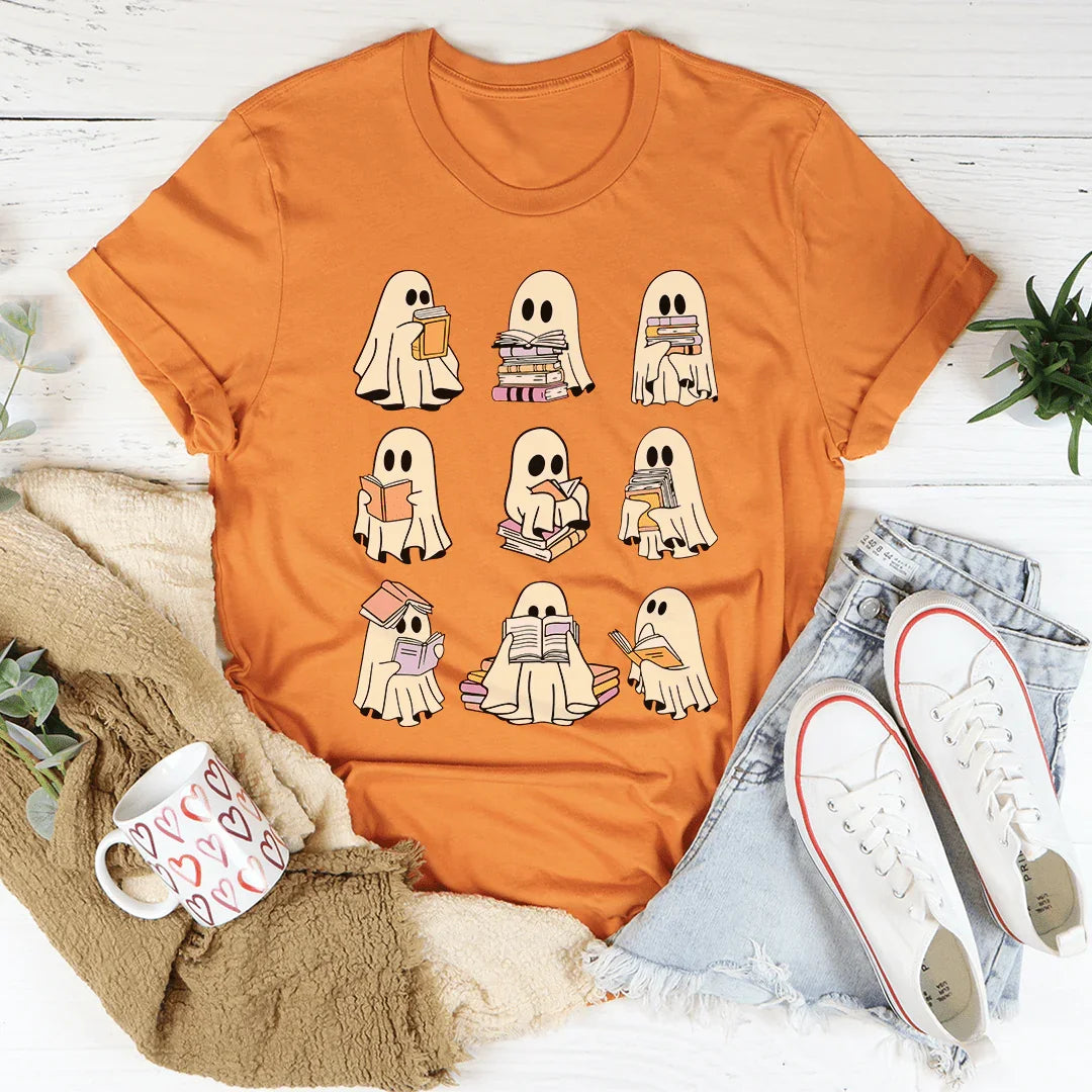 Halloween Ghost Book Lover Tee Heather Orange / S Peachy Sunday T-Shirt