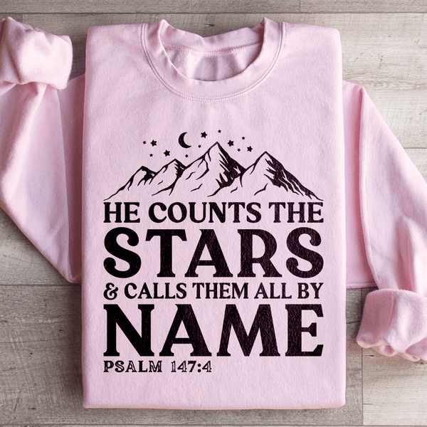 He Counts The Stars & Calls Them All By Name Sweatshirt Light Pink / S Peachy Sunday T-Shirt