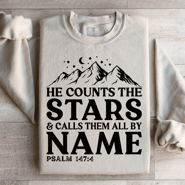 He Counts The Stars & Calls Them All By Name Sweatshirt Sand / S Peachy Sunday T-Shirt