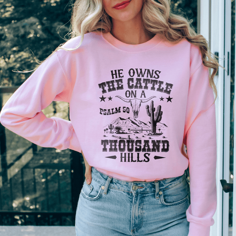 He Owns The Cattle Sweatshirt Light Pink / S Peachy Sunday T-Shirt