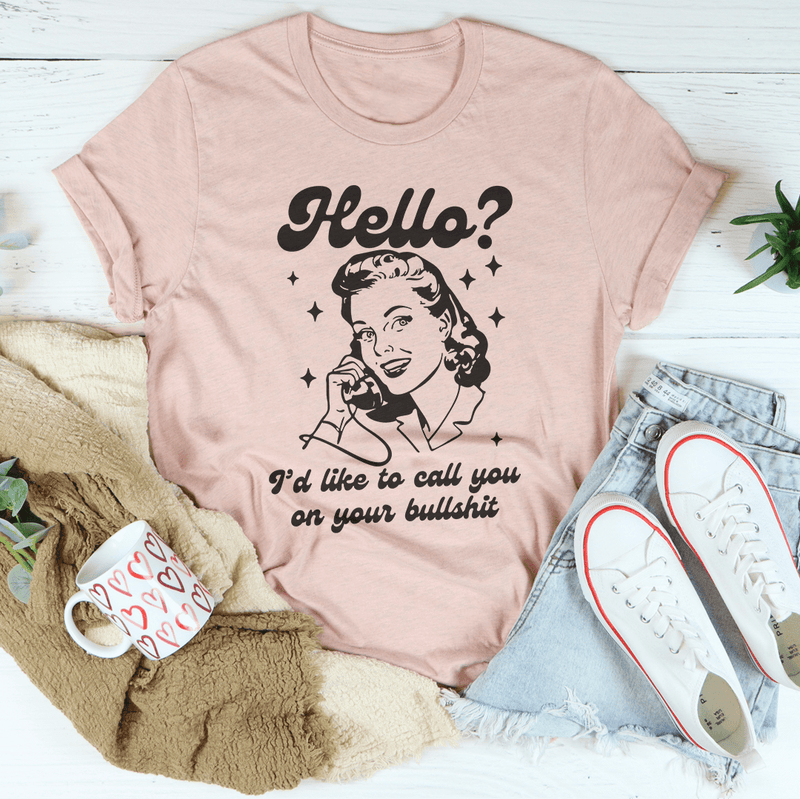 Hello I’d Like To Call You On Your B* Tee Heather Prism Peach / S Peachy Sunday T-Shirt