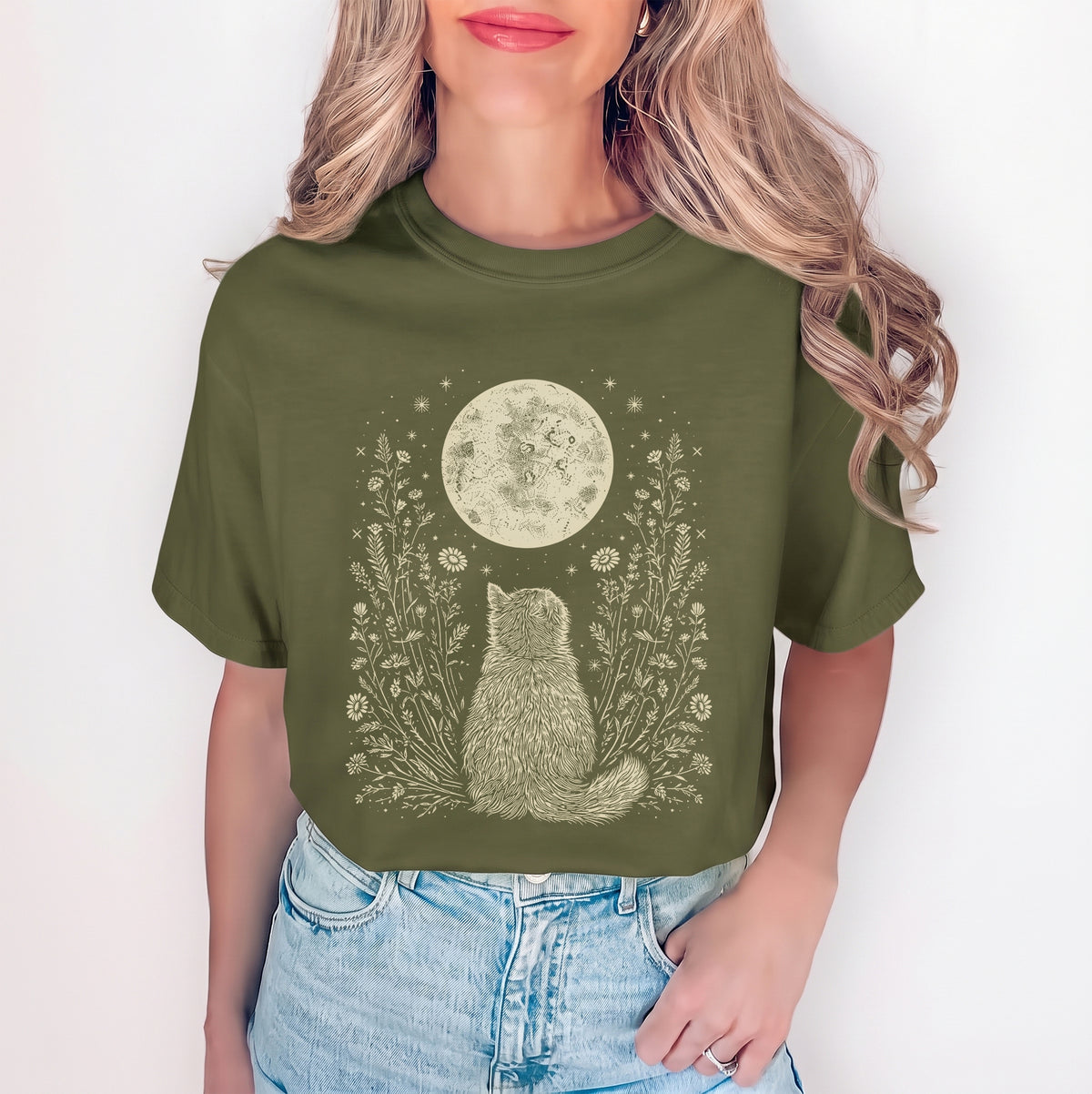 Celestial Cat Moon Tee