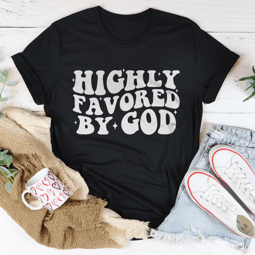 Highly Favored By God Tee Black Heather / S Peachy Sunday T-Shirt