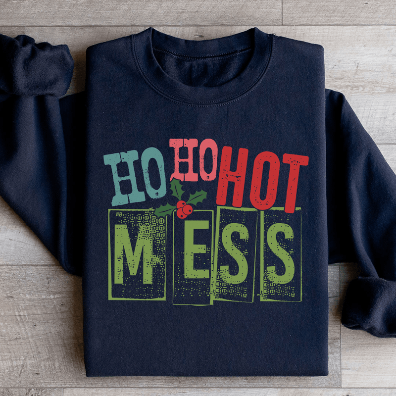 Ho Ho Hot Mess Sweatshirt Black / S Peachy Sunday T-Shirt