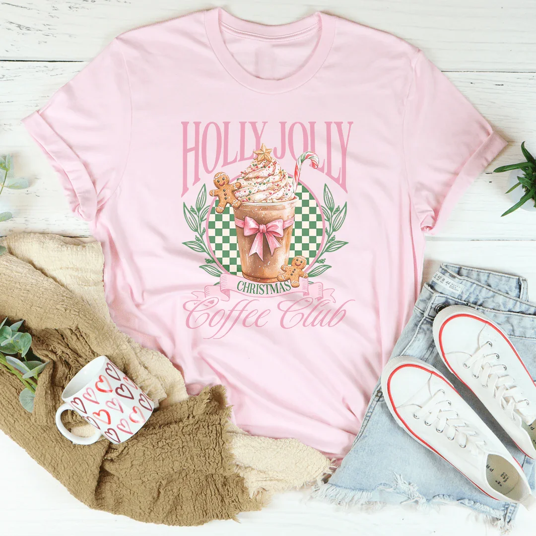 Holly Jolly Coffee Club Tee Pink / S Peachy Sunday T-Shirt