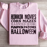 Horror Movies Corn Mazes Haunted House Pumpkin Patches Halloween Sweatshirt Light Pink / S Peachy Sunday T-Shirt