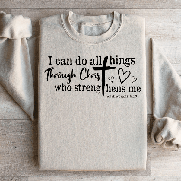 I Can Do All Things Through Christ Sweatshirt Sand / S Peachy Sunday T-Shirt