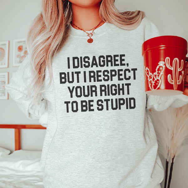 I Disagree But I Respect Your Right To Be Stupid Sweatshirt Sport Grey / S Peachy Sunday T-Shirt