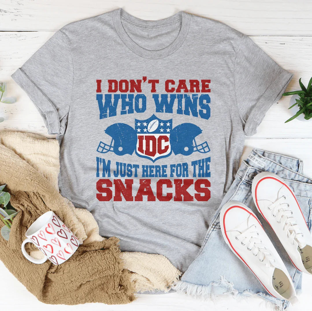 I Don't Care Who Wins I'm Just Here For The Snacks Tee Athletic Heather / S Peachy Sunday T-Shirt