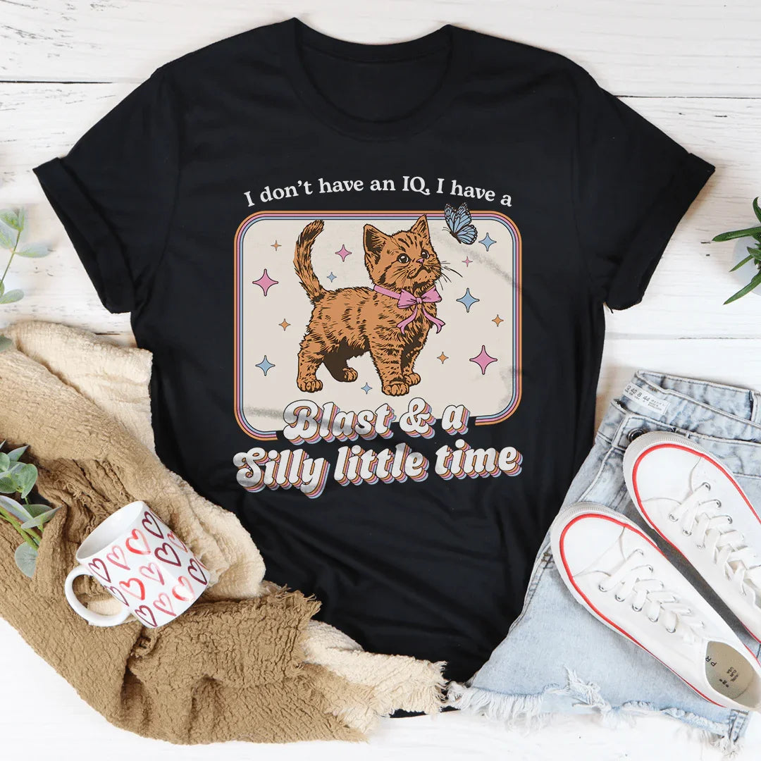 I Don't Have An IQ I Have A Blast & A Silly Little Time Tee Black Heather / S Peachy Sunday T-Shirt