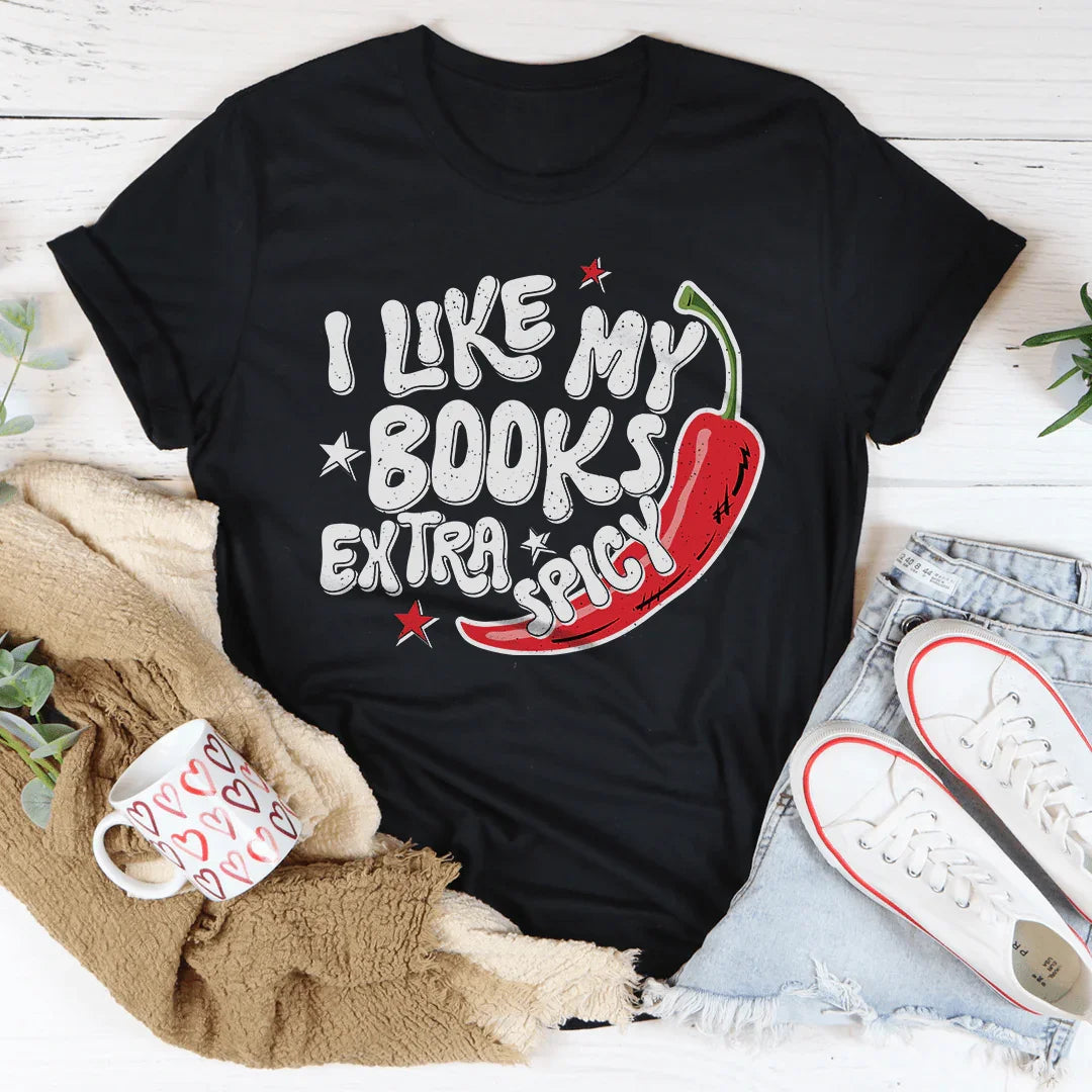 I Like My Books Extra Spicy Tee Black Heather / S Peachy Sunday T-Shirt