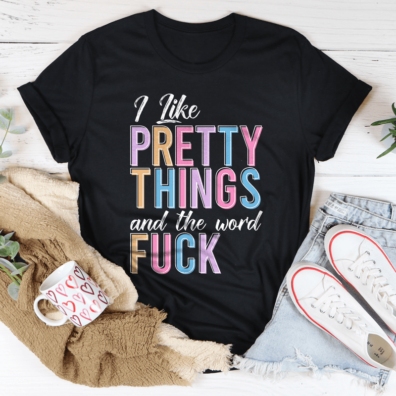 I Like Pretty Things And The Word Tee Black Heather / S Peachy Sunday T-Shirt
