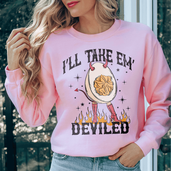 I'll Take Em Deviled Sweatshirt Light Pink / S Peachy Sunday T-Shirt