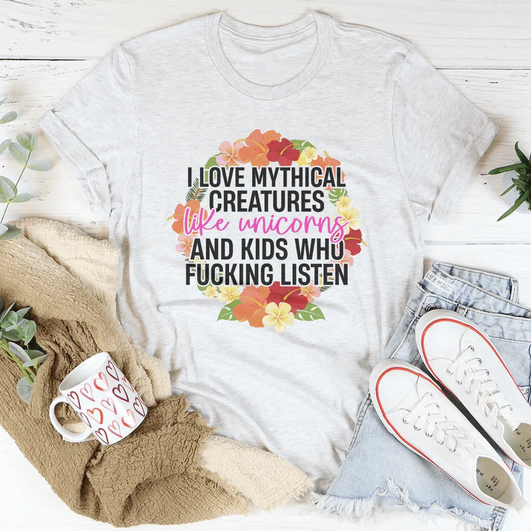I Love Mythical Creatures Like Unicorns Tee Ash / S Peachy Sunday T-Shirt