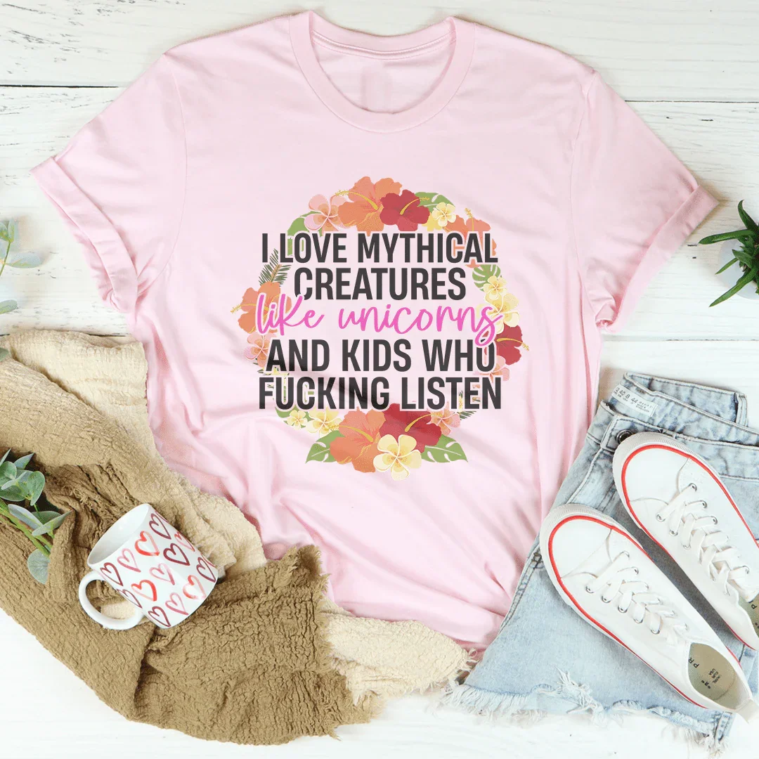 I Love Mythical Creatures Like Unicorns Tee Pink / S Peachy Sunday T-Shirt