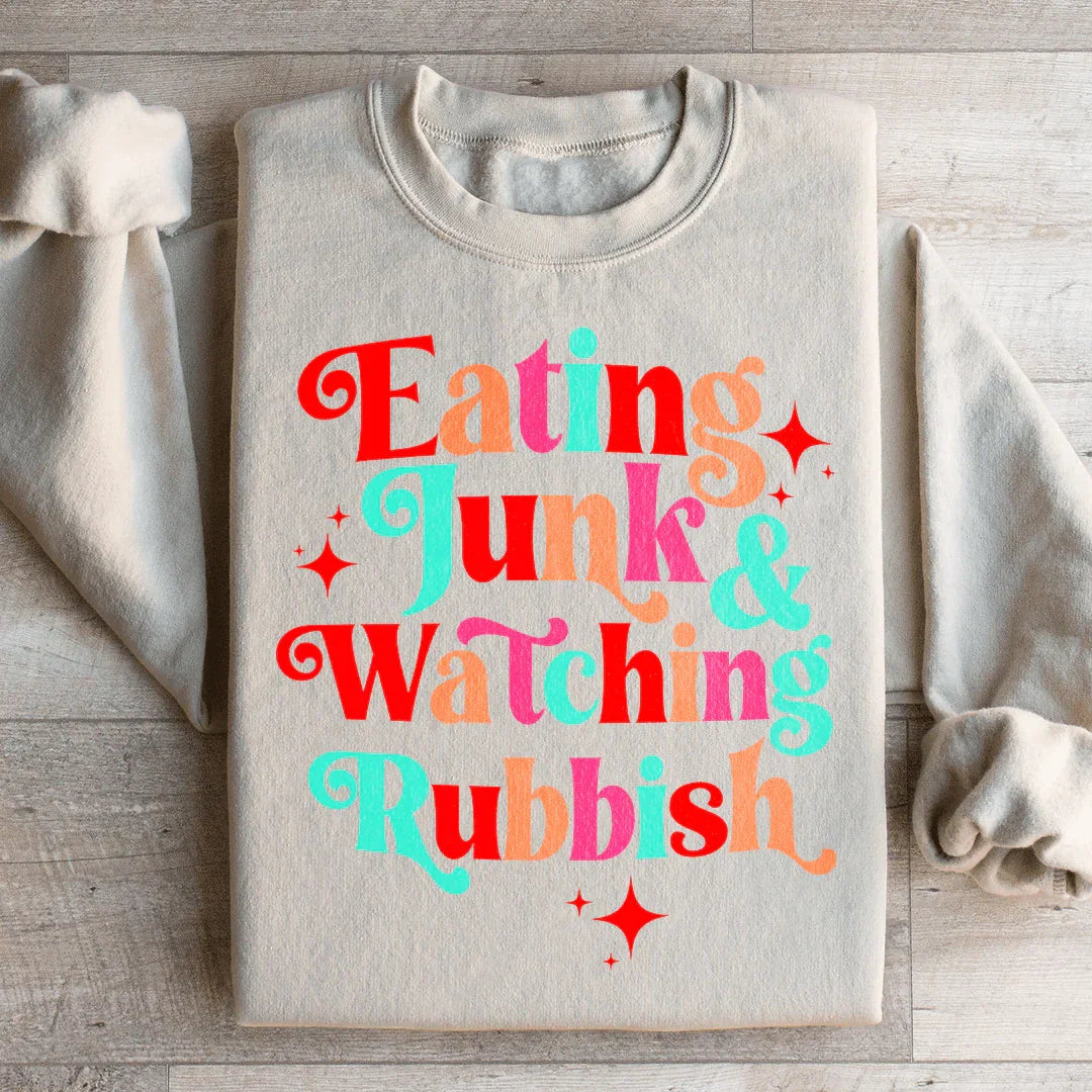 I'm Eating Junk & Watching Rubbish Sweatshirt Sand / S Peachy Sunday T-Shirt