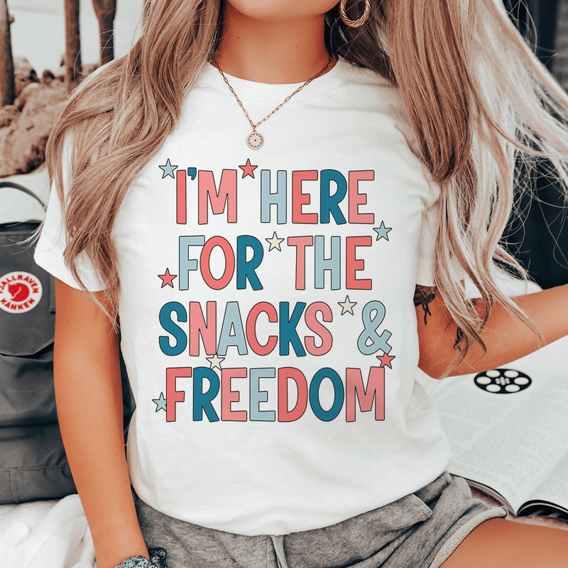 I'm Here For The Snacks And Freedom Tee White / S Peachy Sunday T-Shirt