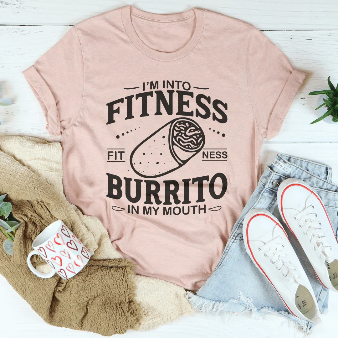 I'm Into Fitness Burrito In My Mouth Tee Heather Prism Peach / S Peachy Sunday T-Shirt