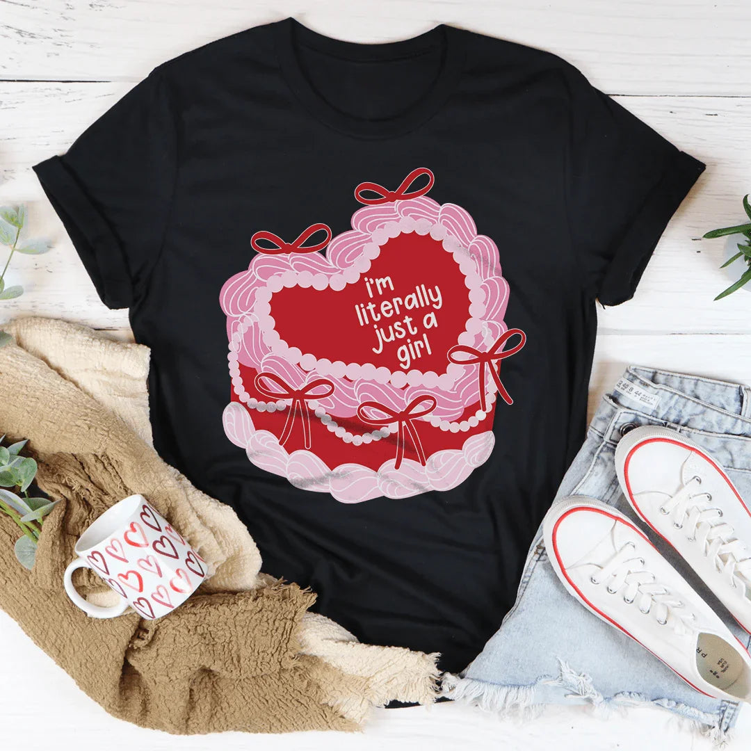 I’m literally Just A Girl Tee Black Heather / S Peachy Sunday T-Shirt