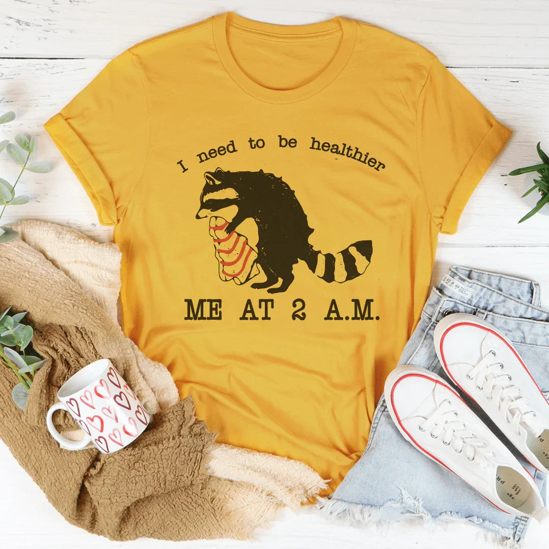 I Need To Be Healthier Me At 2 A.M. Little Debbie Christmas Tee Mustard / S Peachy Sunday T-Shirt