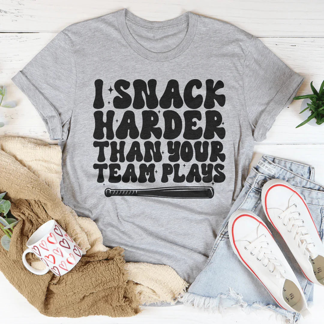 I Snack Harder Than Your Team Plays Tee Athletic Heather / S Peachy Sunday T-Shirt
