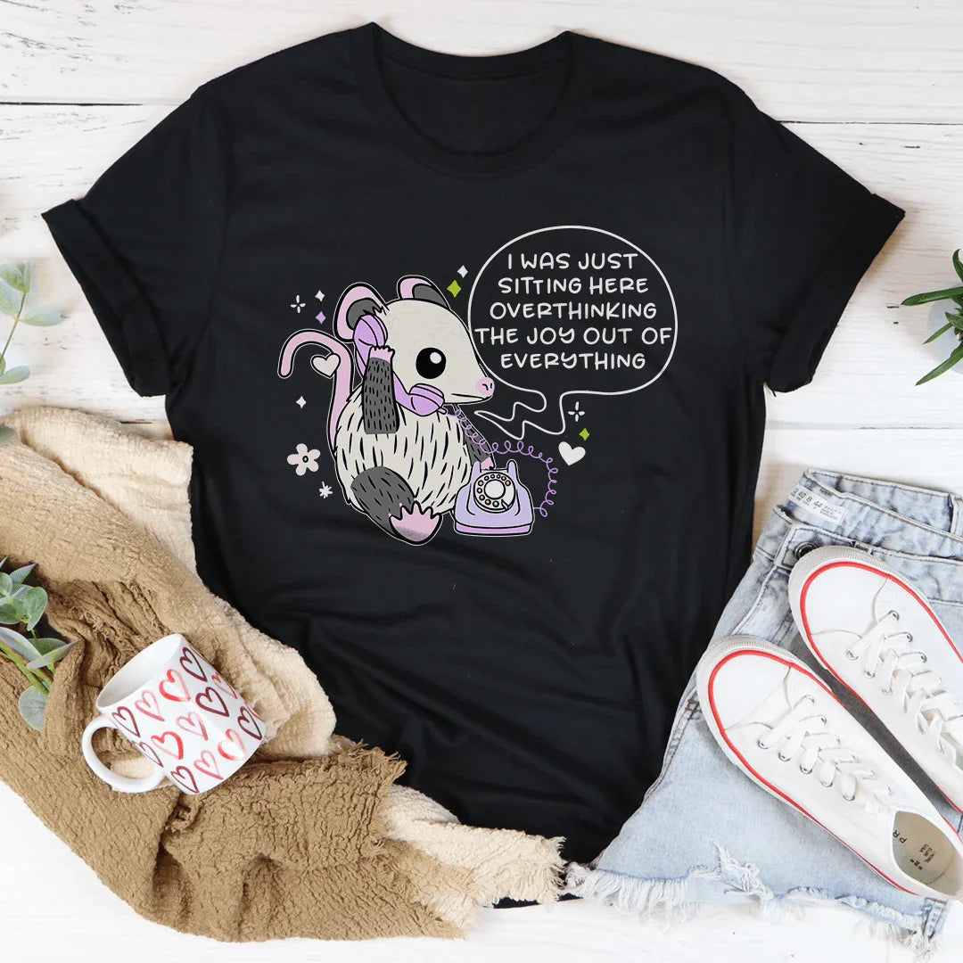 I Was Just Sitting Here Overthinking Tee Black Heather / S Peachy Sunday T-Shirt