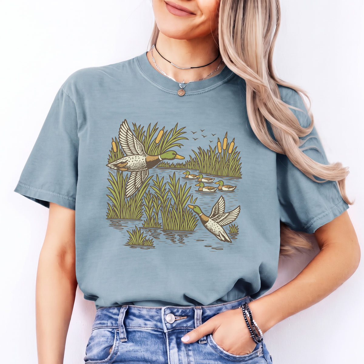 T-shirt rétro avec canards colverts