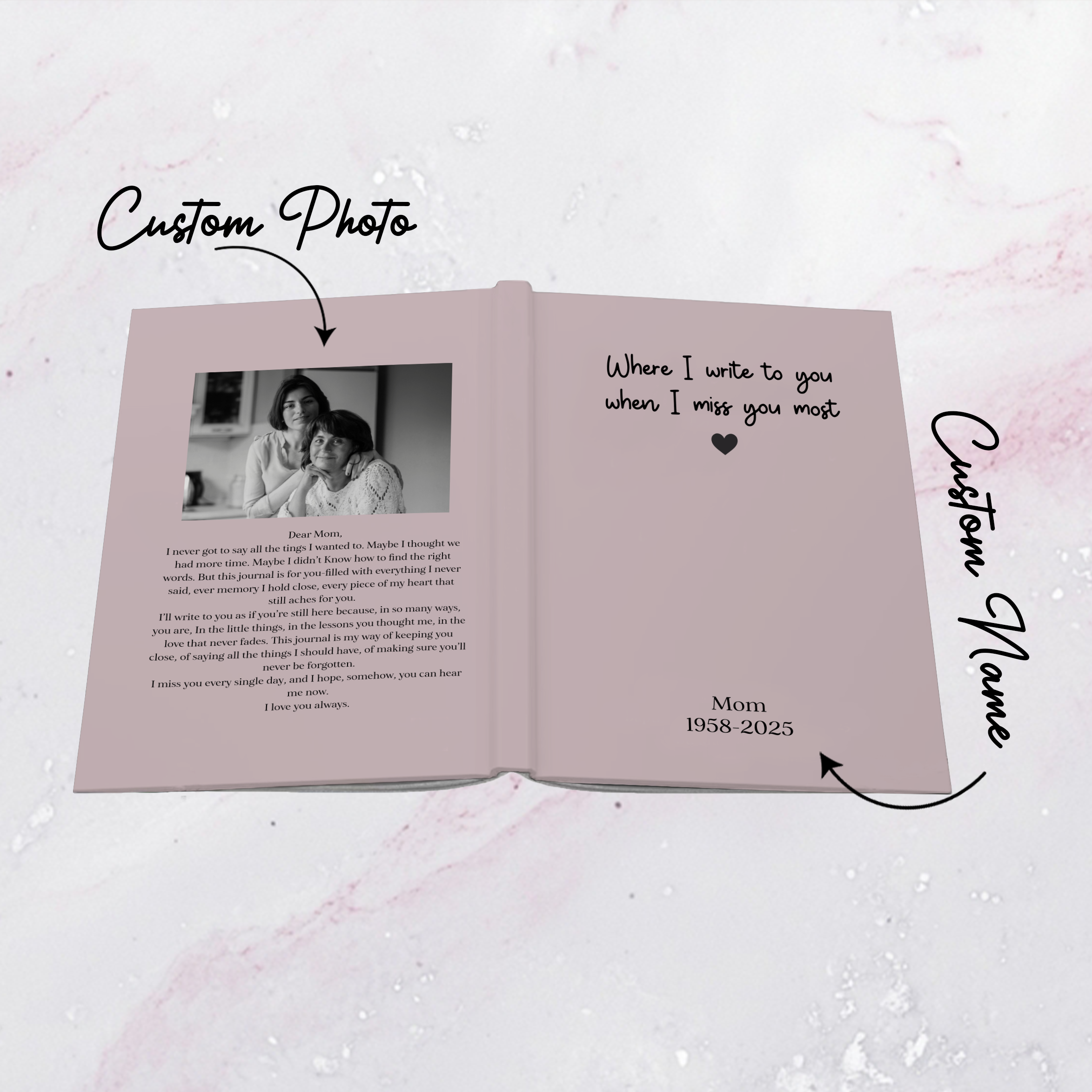 Personalized Dear Mom Grief Hardcover Journal
