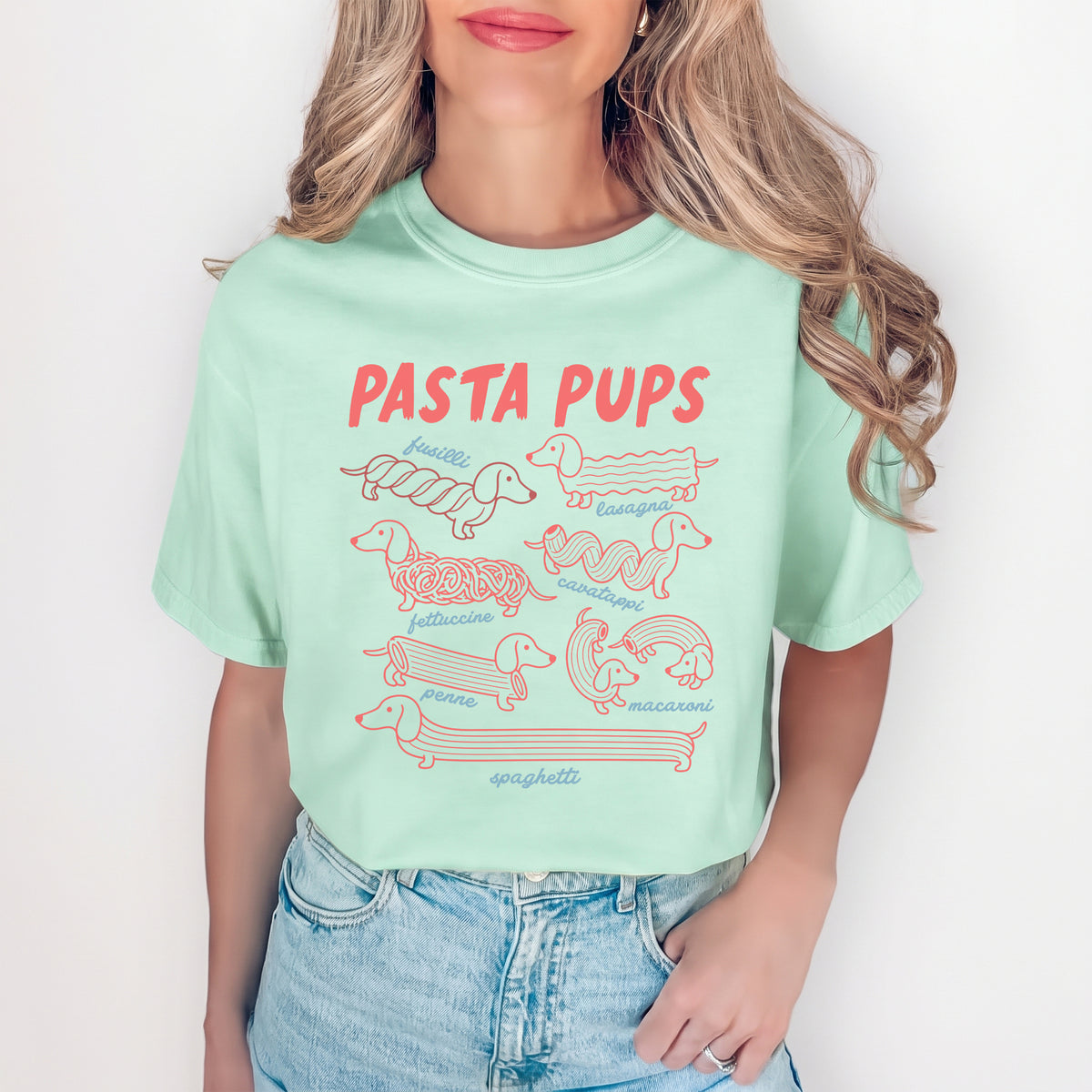 Niedliches T-Shirt für Hundefans und Feinschmecker – „Pasta Pups“