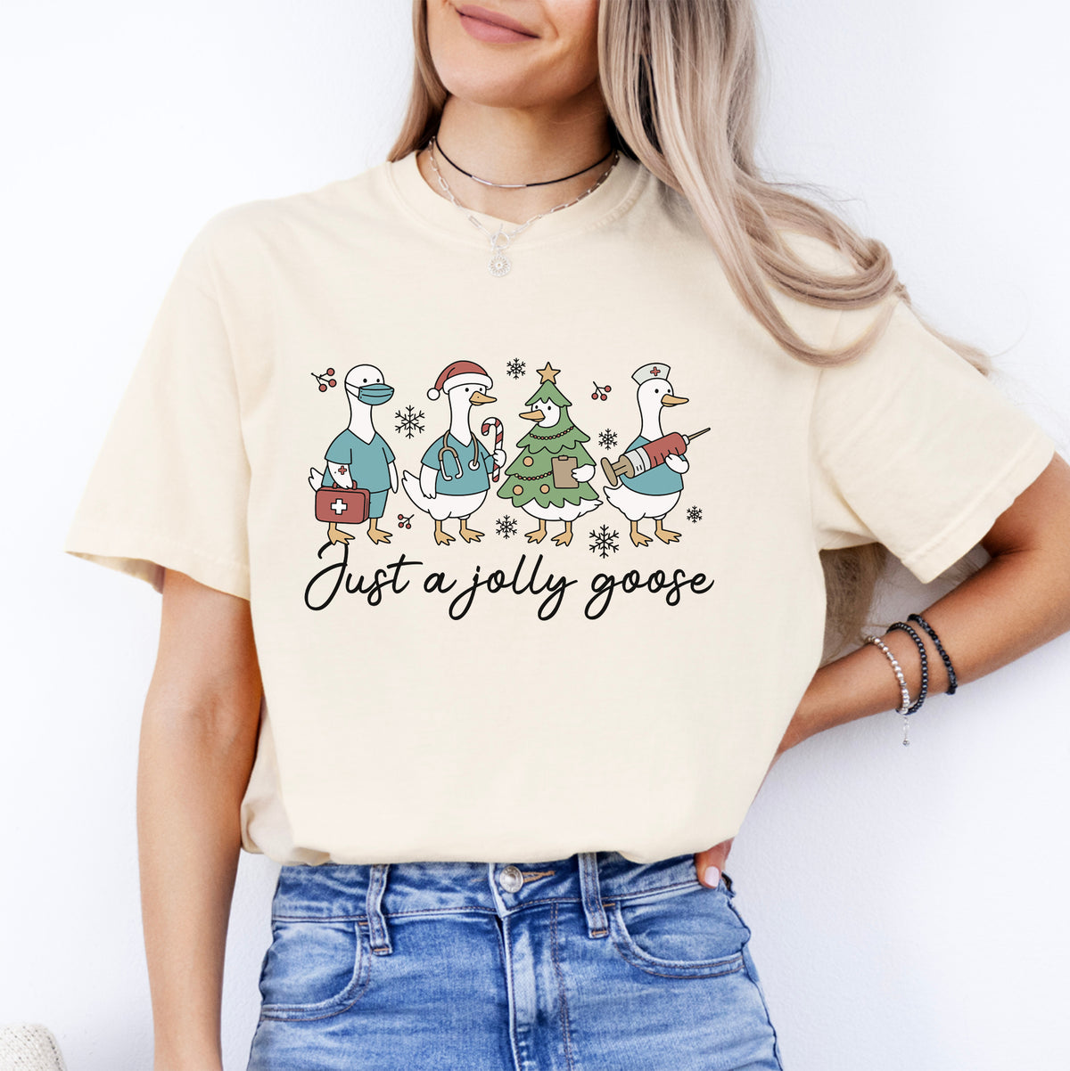 „Just A Jolly Goose“ – Verspieltes Feiertags-Top mit Tiermotiv