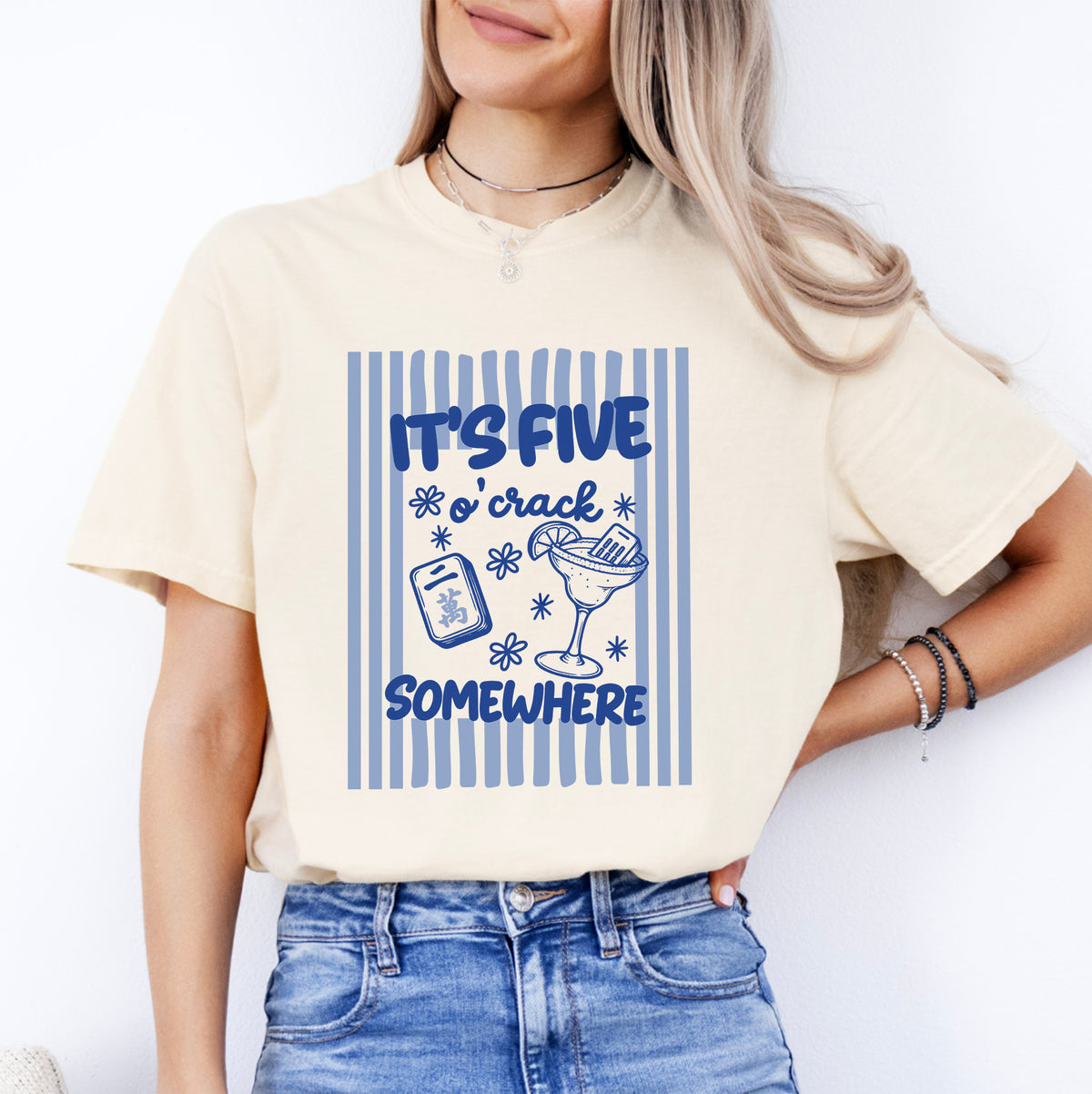 T-shirt rayé personnalisé avec dictons sur le mah-jong