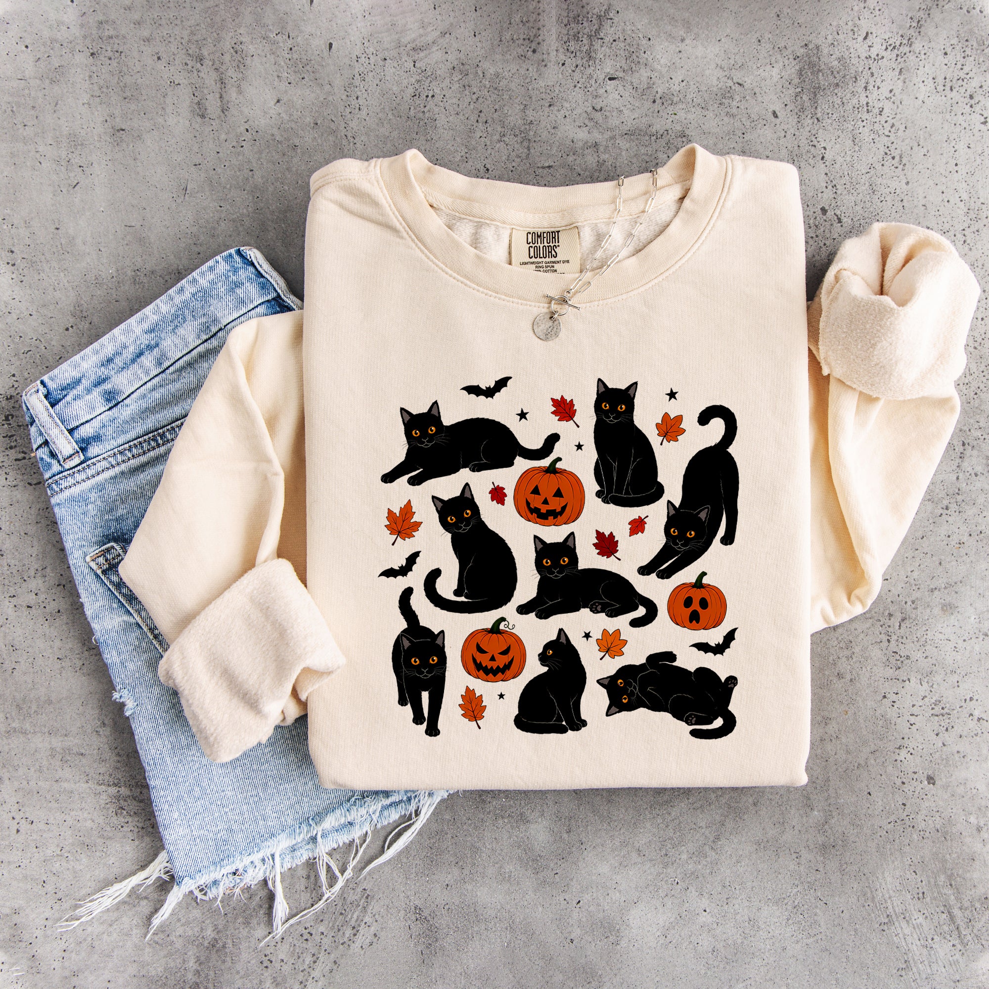 Sudadera de gato otoñal con calabaza