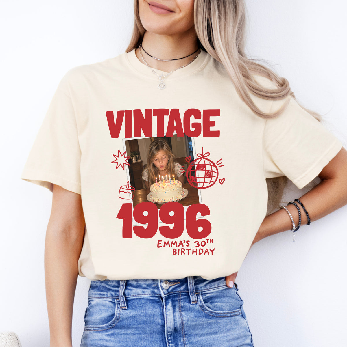 Personalisiertes Vintage-Foto- und Jahrgangs-T-Shirt