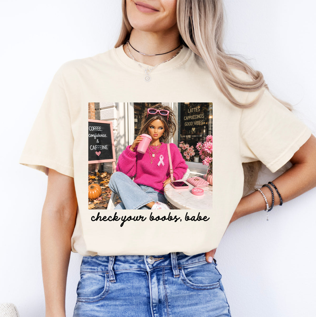 Camiseta «Check Your Boobs Babe» de concienciación sobre el cáncer de mama