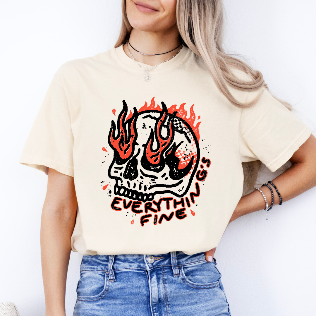 Everything Is Fine Skull Tank Top Tee