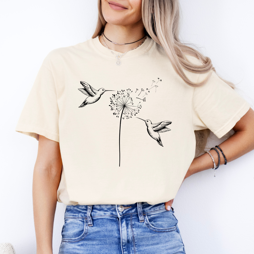 Cute Dandelion Hummingbird Tee
