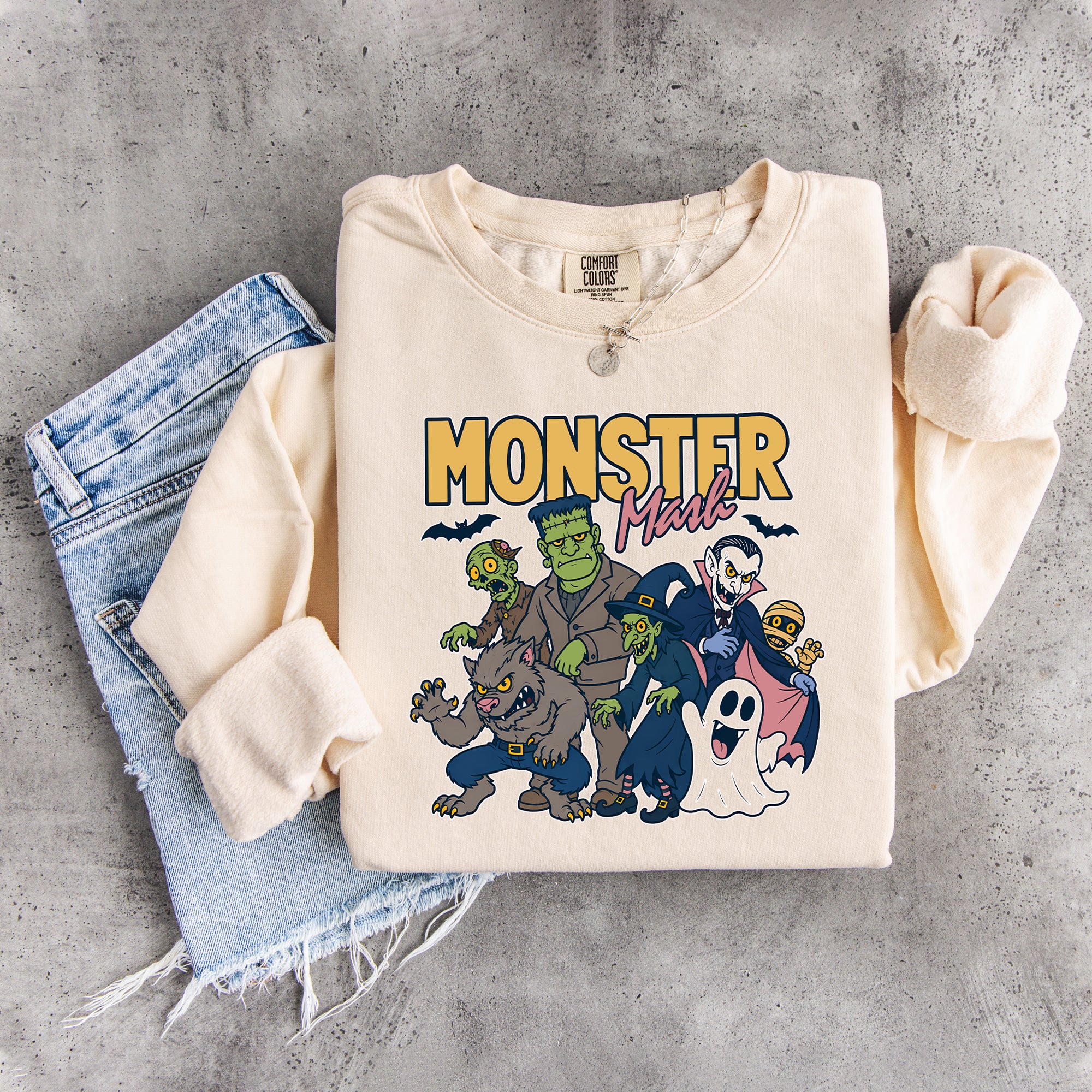 Retro-Halloween-Sweatshirt „Monster Mash“