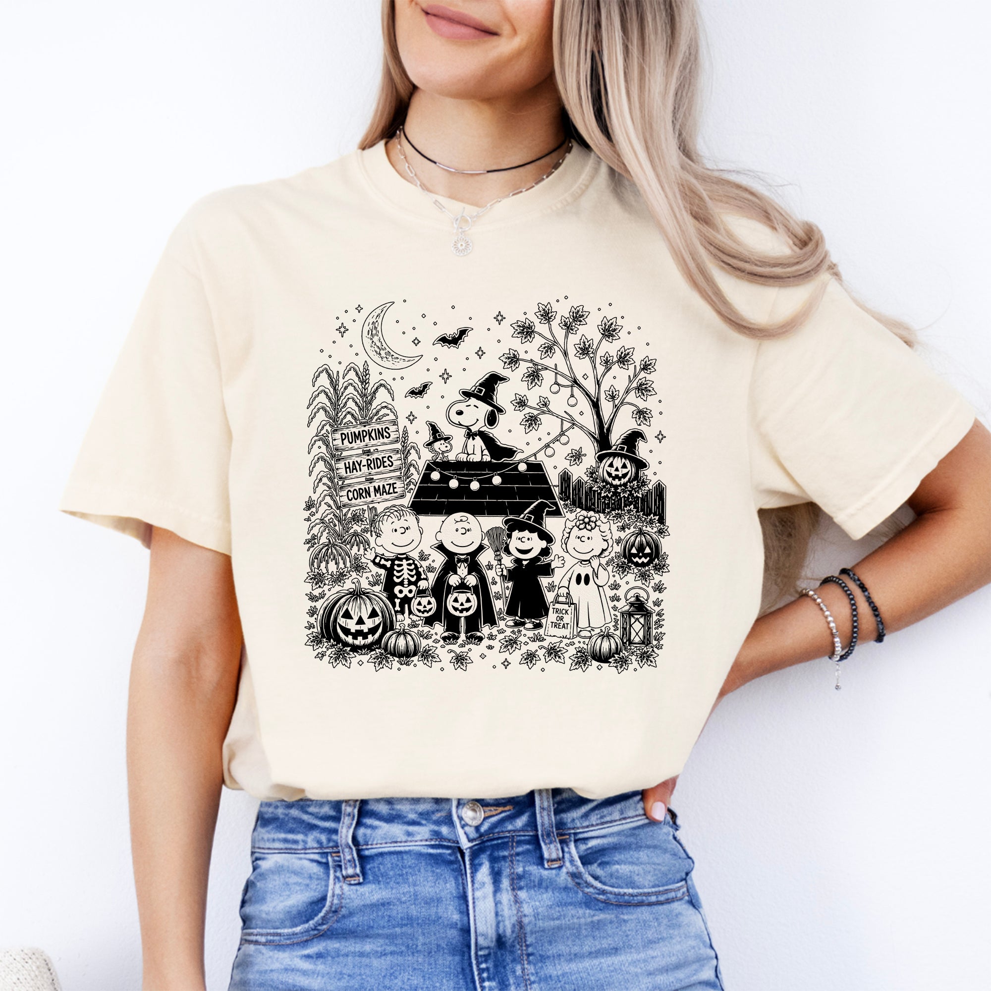 T-Shirt mit gruseligem Patch-Motiv