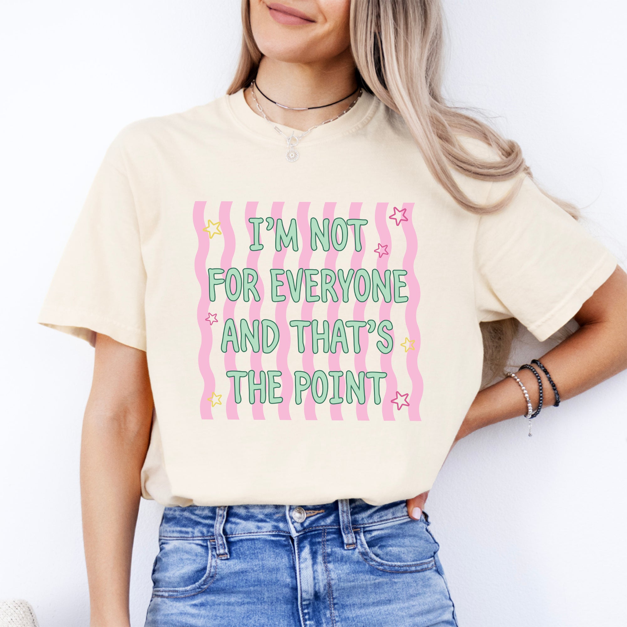 Gestreiftes T-Shirt „Ich bin nicht für jeden“