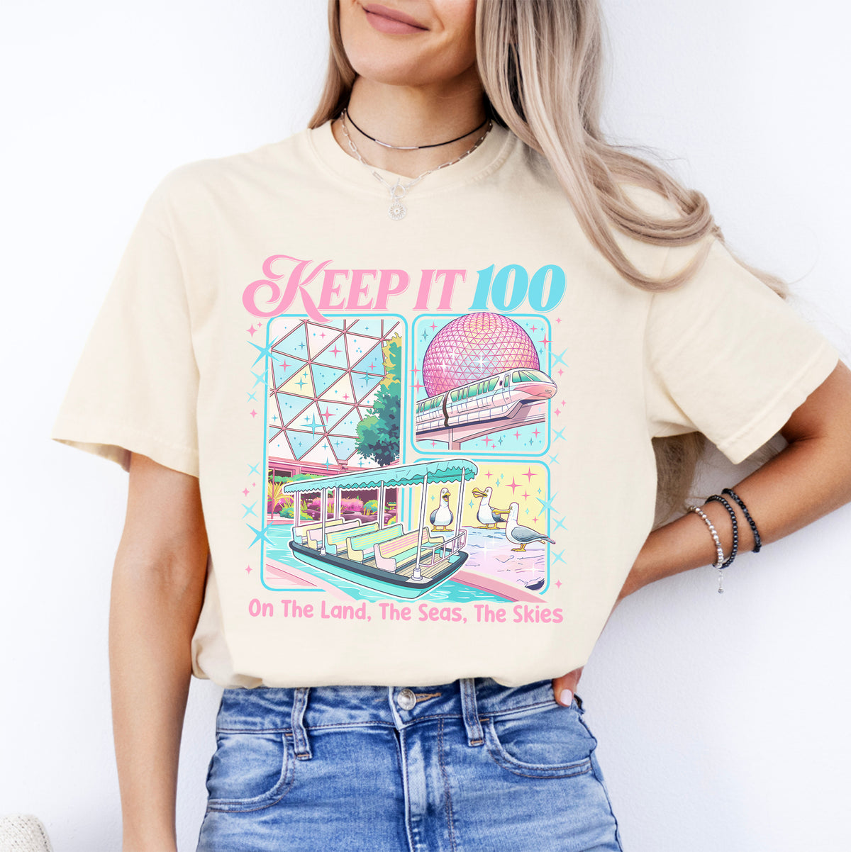 T-shirt inspiré « Keep It 100 The Land The Seas The Skies World Traveler »