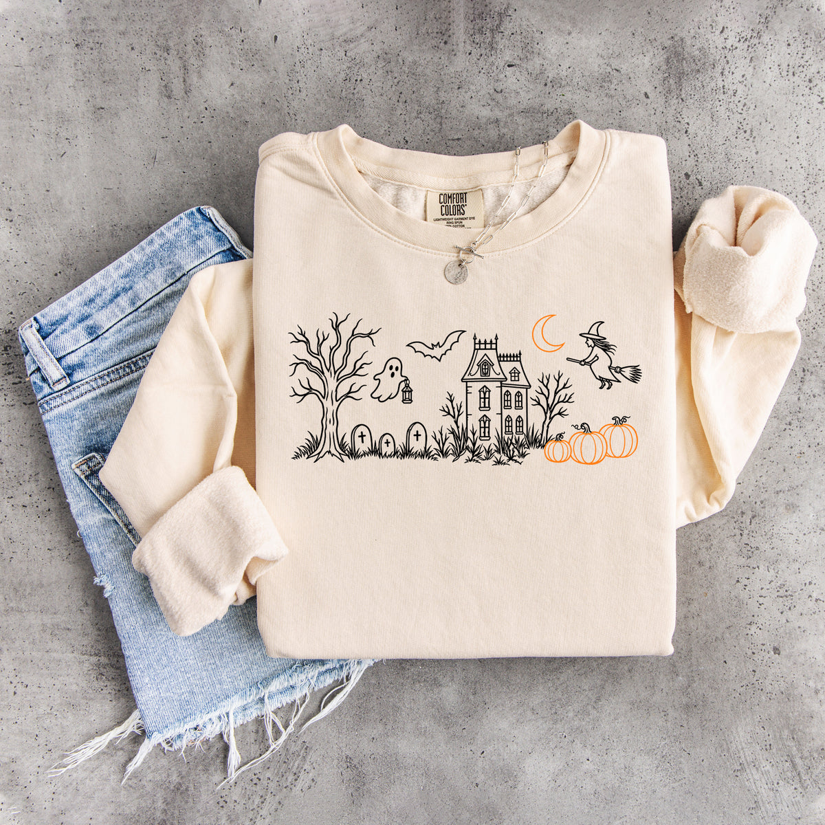 Sweat-shirt brodé « Manoir hanté »