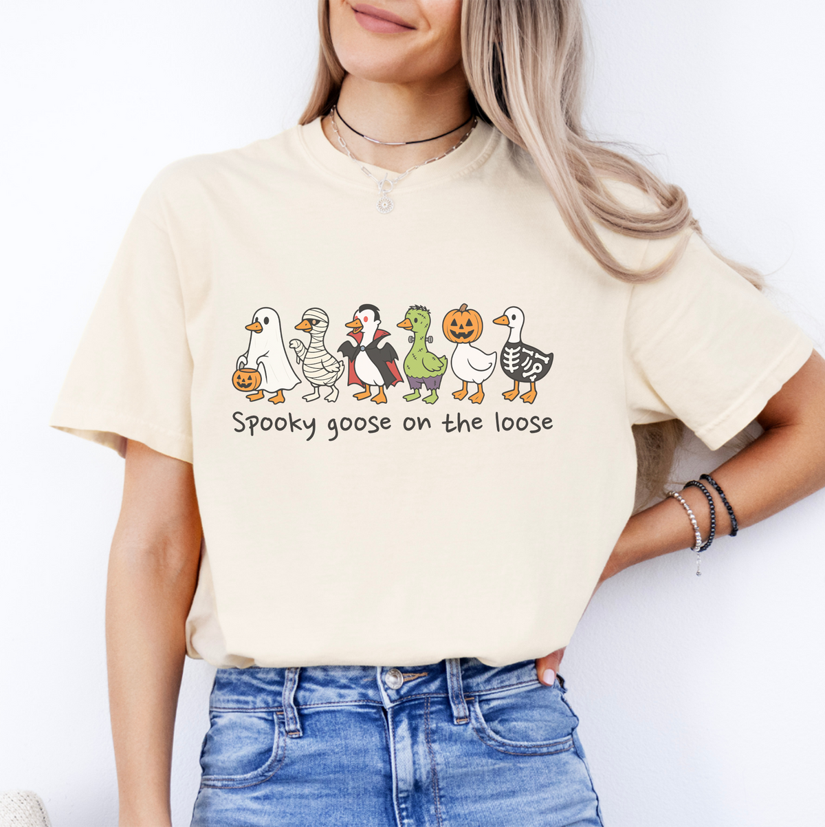 Halloween-T-Shirt mit Spooky-Goose-Motiv – \"Spooky Goose On The Loose\"