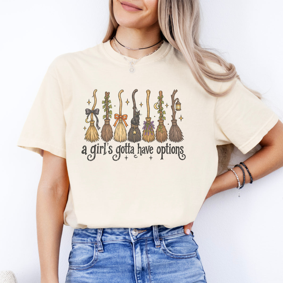 A Girl's Gotta Have Option Witch Broom Halloween Tee