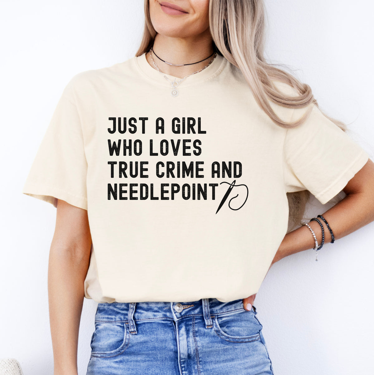 Just A Girl Who Loves True Crime And Needlepoint Tee