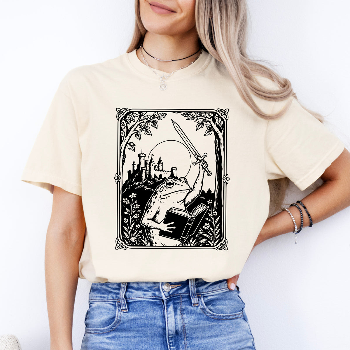 "We Read at Dawn" Fantasy Bookworm Graphic Shirt – Warrior Frog Tee