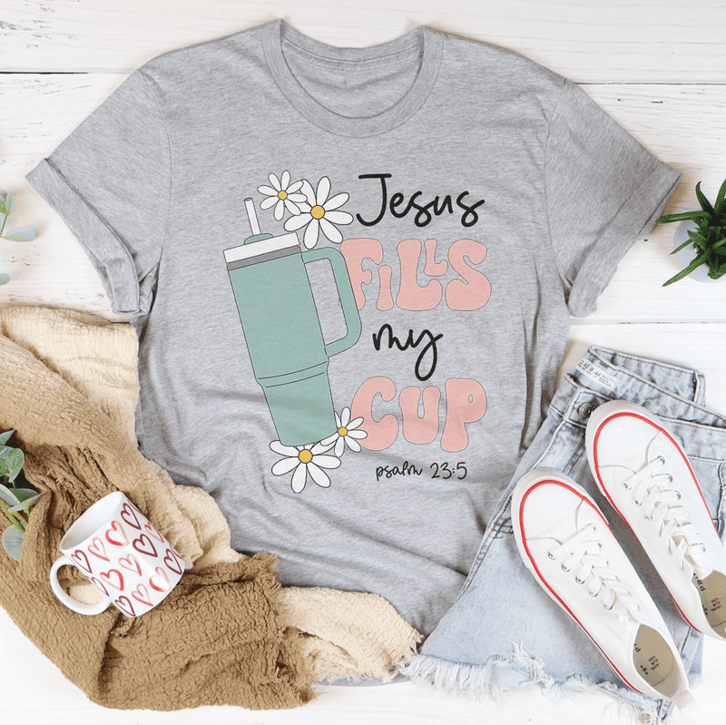 Jesus Fills My Cup Psalm 235 Tee Athletic Heather / S Peachy Sunday T-Shirt